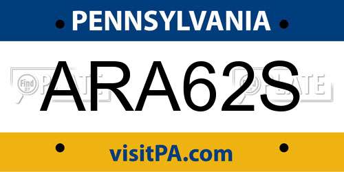 ARA62S Pennsylvania License Plate
