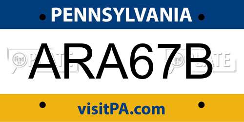 ARA67B Pennsylvania License Plate