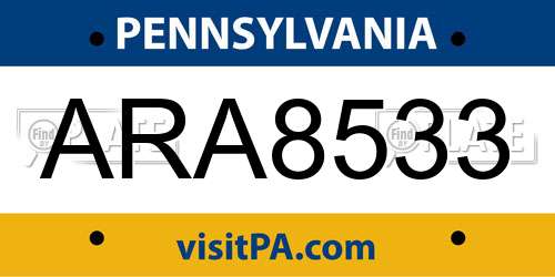 ARA8533 Pennsylvania License Plate