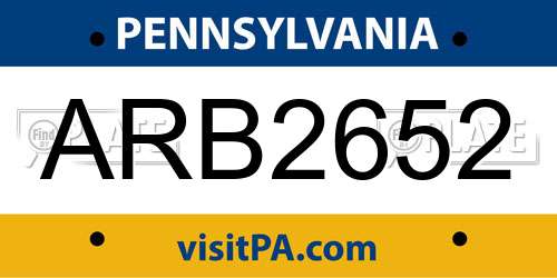 ARB2652 Pennsylvania License Plate