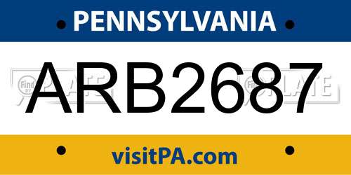 ARB2687 Pennsylvania License Plate