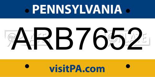 ARB7652 Pennsylvania License Plate