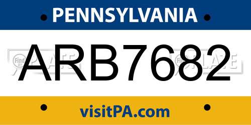 ARB7682 Pennsylvania License Plate