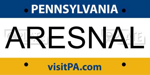 ARESNAL Pennsylvania License Plate