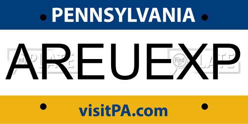 AREUEXP Pennsylvania License Plate