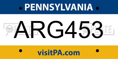 ARG453 Pennsylvania License Plate