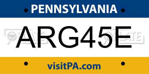 ARG45E Pennsylvania License Plate