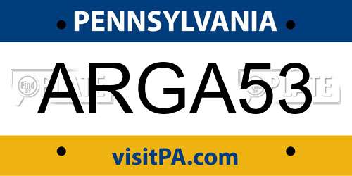ARGA53 Pennsylvania License Plate