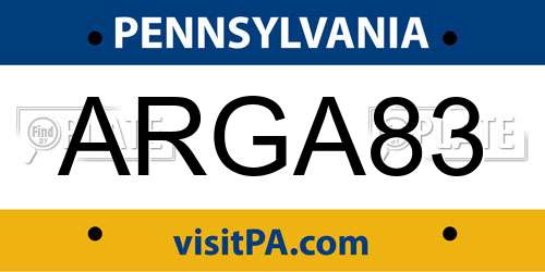 ARGA83 Pennsylvania License Plate