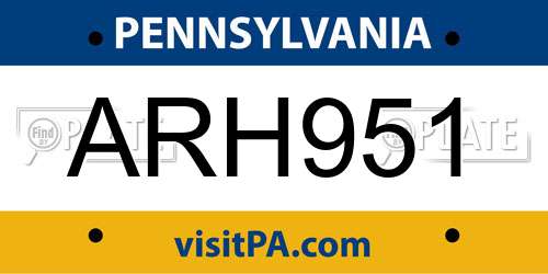 ARH951 Pennsylvania License Plate