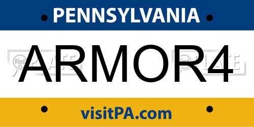 ARMOR4 Pennsylvania License Plate