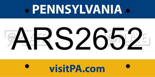 ARS2652 Pennsylvania License Plate