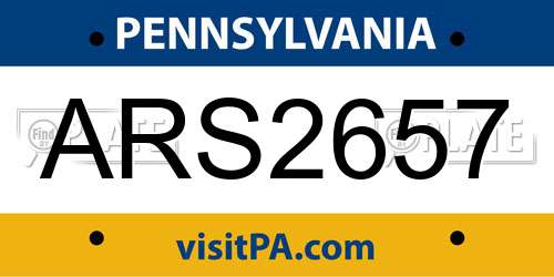 ARS2657 Pennsylvania License Plate