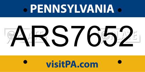 ARS7652 Pennsylvania License Plate
