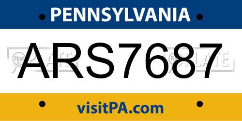 ARS7687 Pennsylvania License Plate