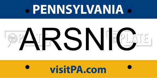 ARSNIC Pennsylvania License Plate