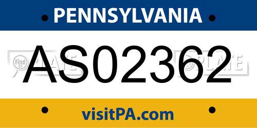 AS02362 Pennsylvania License Plate