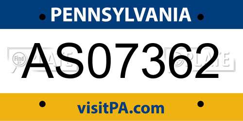 AS07362 Pennsylvania License Plate