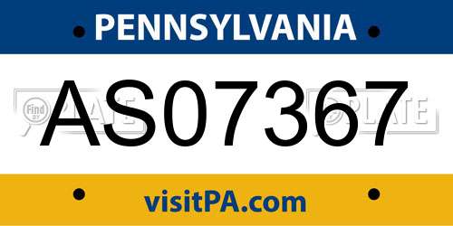 AS07367 Pennsylvania License Plate
