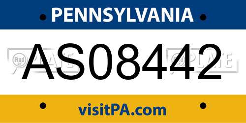 AS08442 Pennsylvania License Plate
