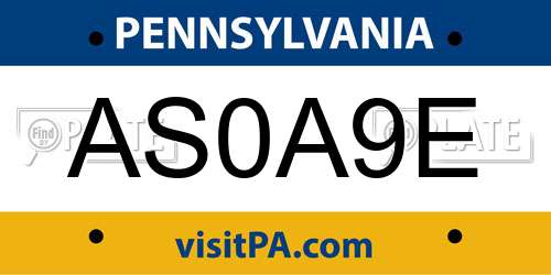AS0A9E Pennsylvania License Plate