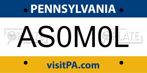 AS0M0L Pennsylvania License Plate