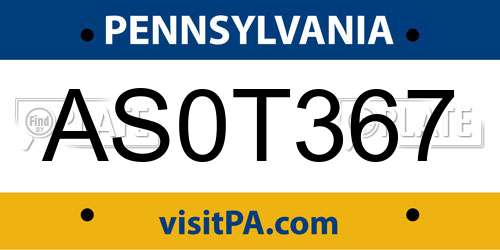 AS0T367 Pennsylvania License Plate