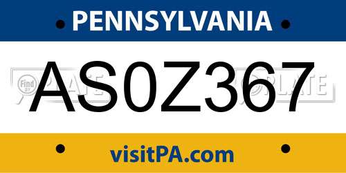 AS0Z367 Pennsylvania License Plate