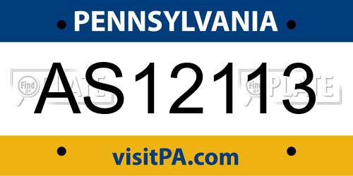 AS12113 Pennsylvania License Plate