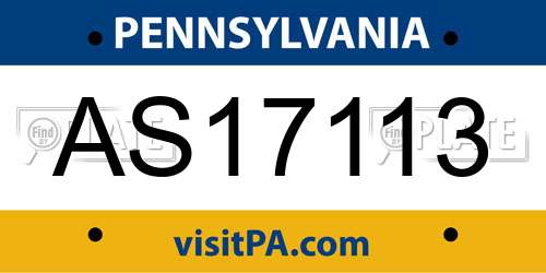 AS17113 Pennsylvania License Plate