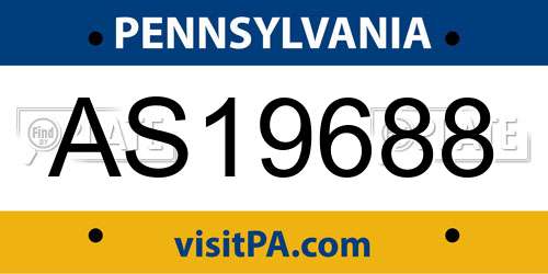 AS19688 Pennsylvania License Plate
