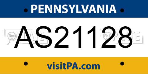 AS21128 Pennsylvania License Plate