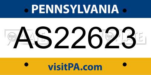 AS22623 Pennsylvania License Plate