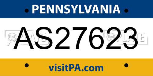 AS27623 Pennsylvania License Plate