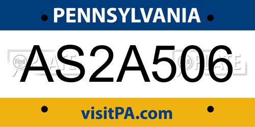 AS2A506 Pennsylvania License Plate