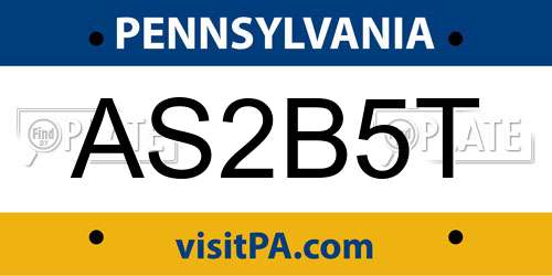 AS2B5T Pennsylvania License Plate