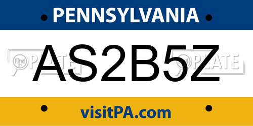 AS2B5Z Pennsylvania License Plate