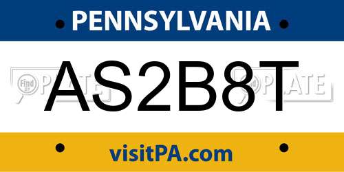 AS2B8T Pennsylvania License Plate