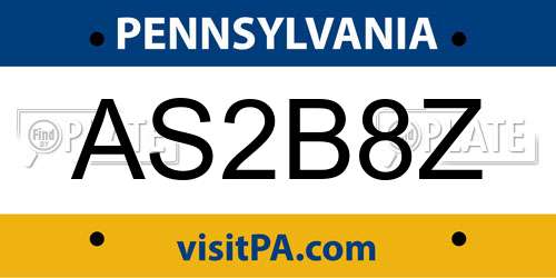 AS2B8Z Pennsylvania License Plate