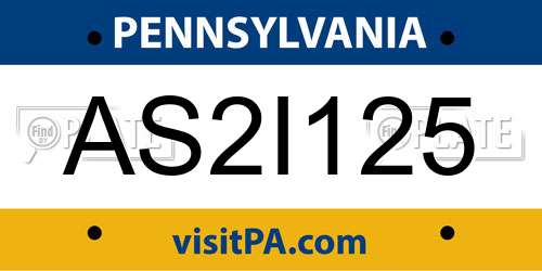 AS2I125 Pennsylvania License Plate