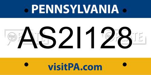 AS2I128 Pennsylvania License Plate