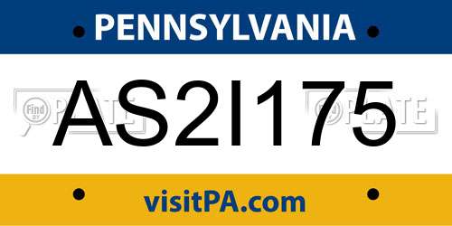AS2I175 Pennsylvania License Plate