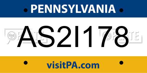 AS2I178 Pennsylvania License Plate
