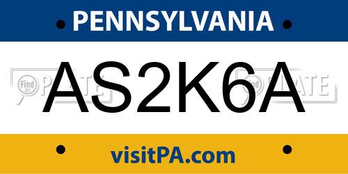 AS2K6A Pennsylvania License Plate