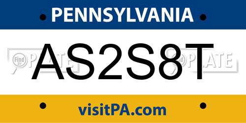AS2S8T Pennsylvania License Plate