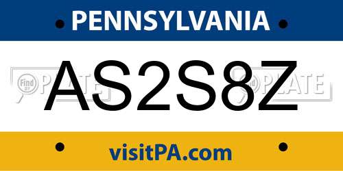 AS2S8Z Pennsylvania License Plate