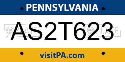 AS2T623 Pennsylvania License Plate