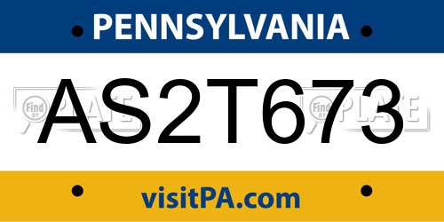 AS2T673 Pennsylvania License Plate