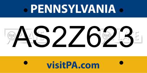 AS2Z623 Pennsylvania License Plate
