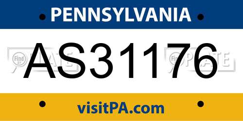 AS31176 Pennsylvania License Plate